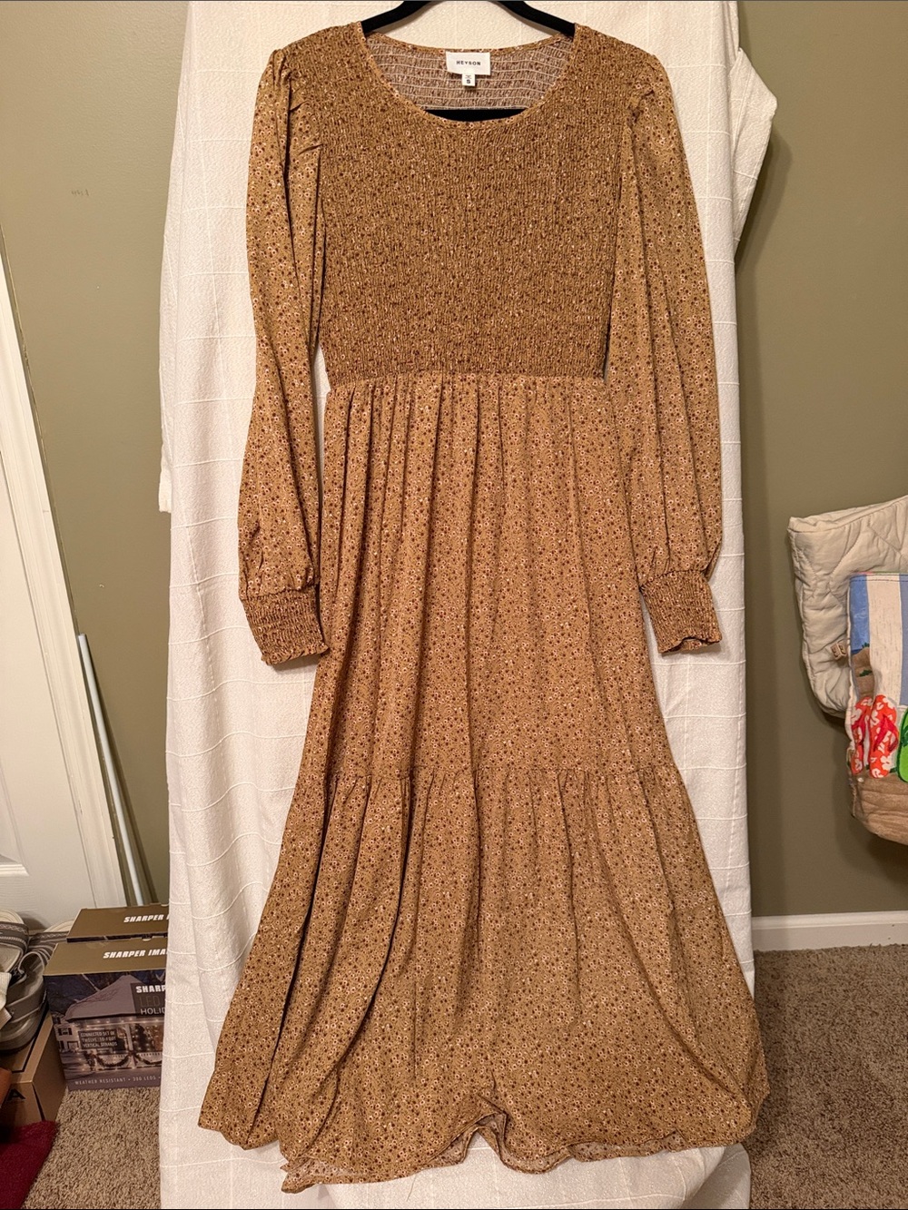 Mossimo Brown Floral Smocked Maxi Dress